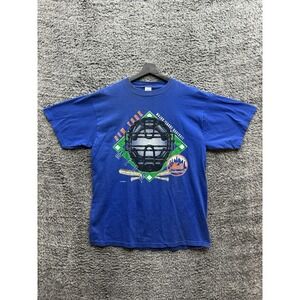 Vintage NEW YORK METS‎ 1997 Logo 7 Helmet  T Shirt Size XL  in Blue